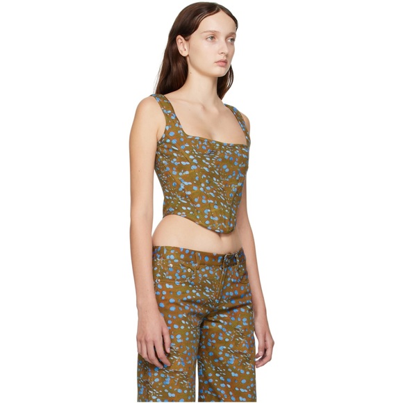 NWT PRISCAVERA Brown Printed Corset - Picture 2 of 4